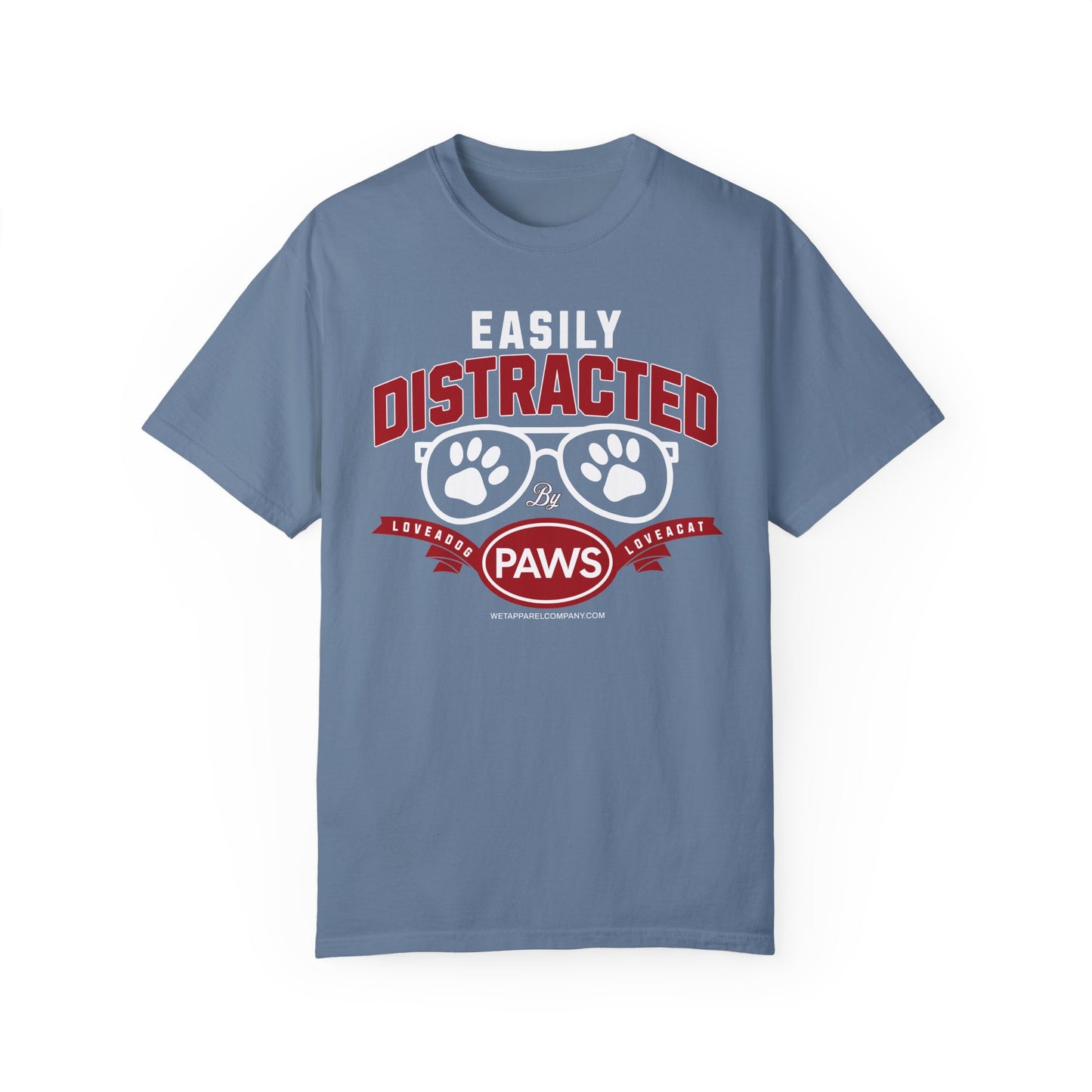 Cat & Dog Lover Garment-Dyed T-shirt - Easily Distracted Design