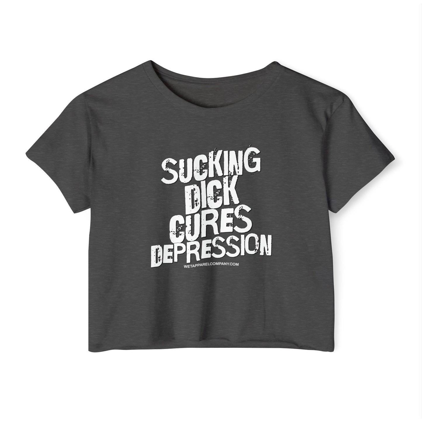 Crop Top - Funny Sucking DXXX Graphic, Novelty Women's Festival Wear