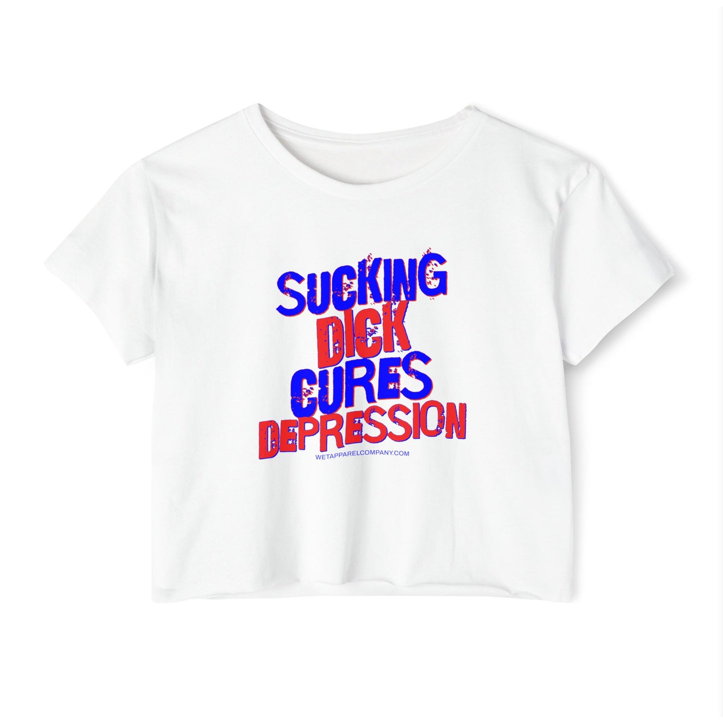 Crop Top - Funny Sucking DXXX Graphic, Novelty Women's Festival Wear