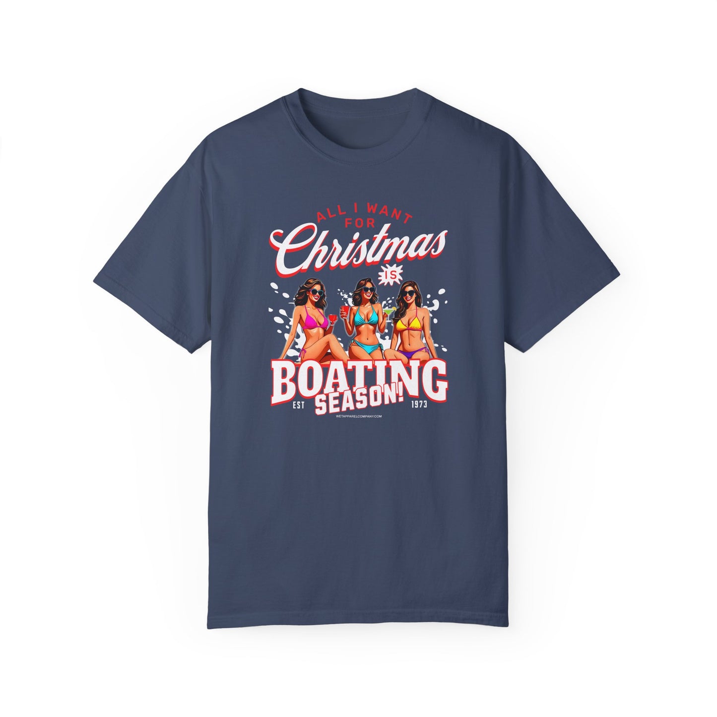 Christmas Boating Unisex Garment-Dyed T-shirt