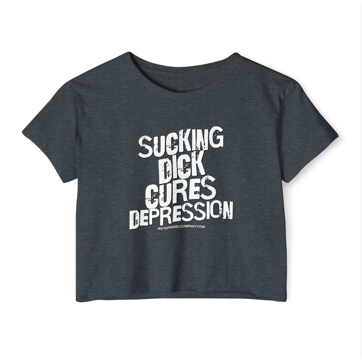 Crop Top - Funny Sucking DXXX Graphic, Novelty Women's Festival Wear