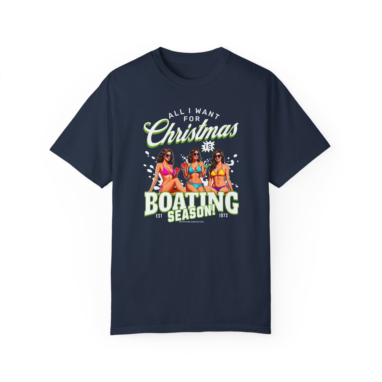 Christmas Boating Unisex Garment-Dyed T-shirt