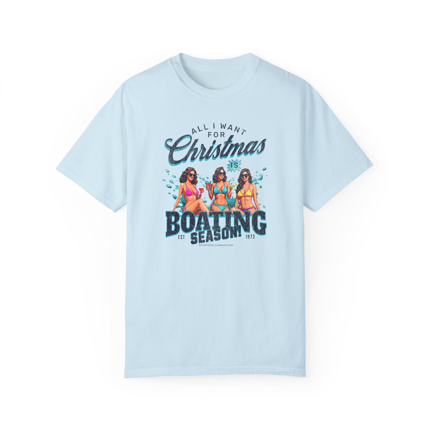 Christmas Boating Unisex Garment-Dyed T-shirt