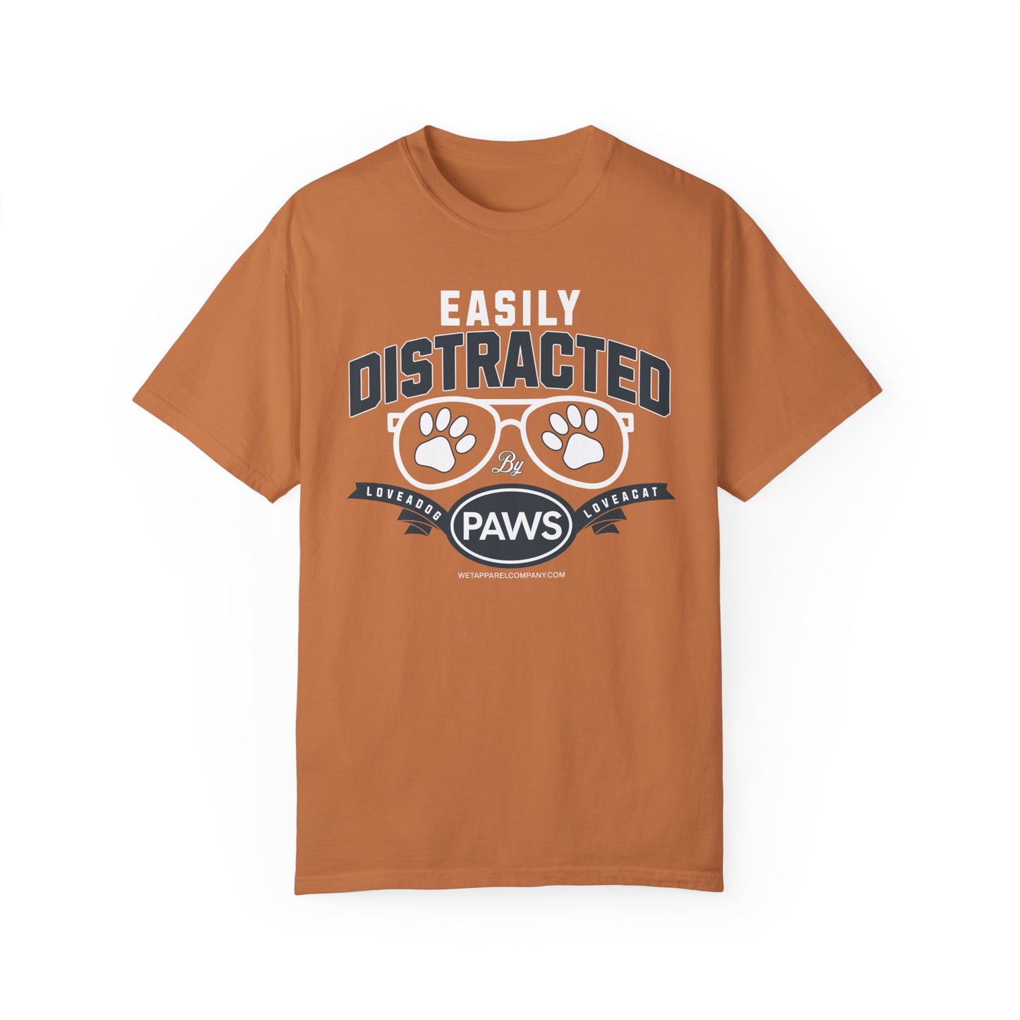 Cat & Dog Lover Garment-Dyed T-shirt - Easily Distracted Design