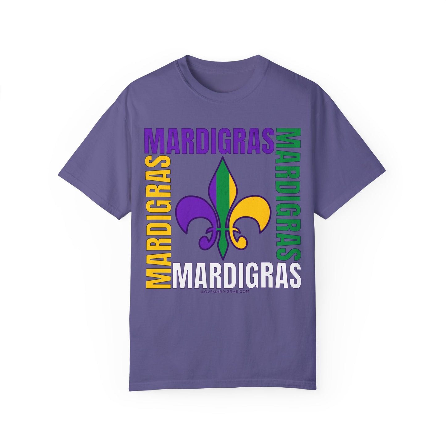 Mardi Gras Graphic T-Shirt - Fleur De Lis Celebration Tee, Unisex Garment-Dyed Shirt, New Orleans Caesars Comfort Colors, Holiday Gift
