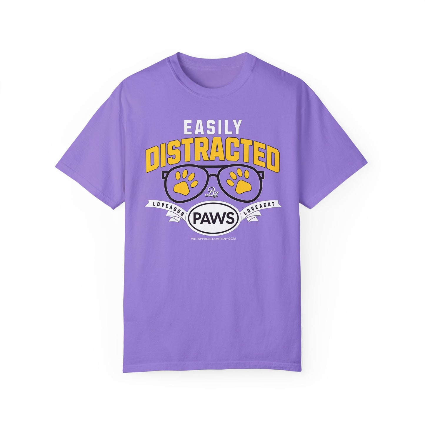Cat & Dog Lover Garment-Dyed T-shirt - Easily Distracted Design