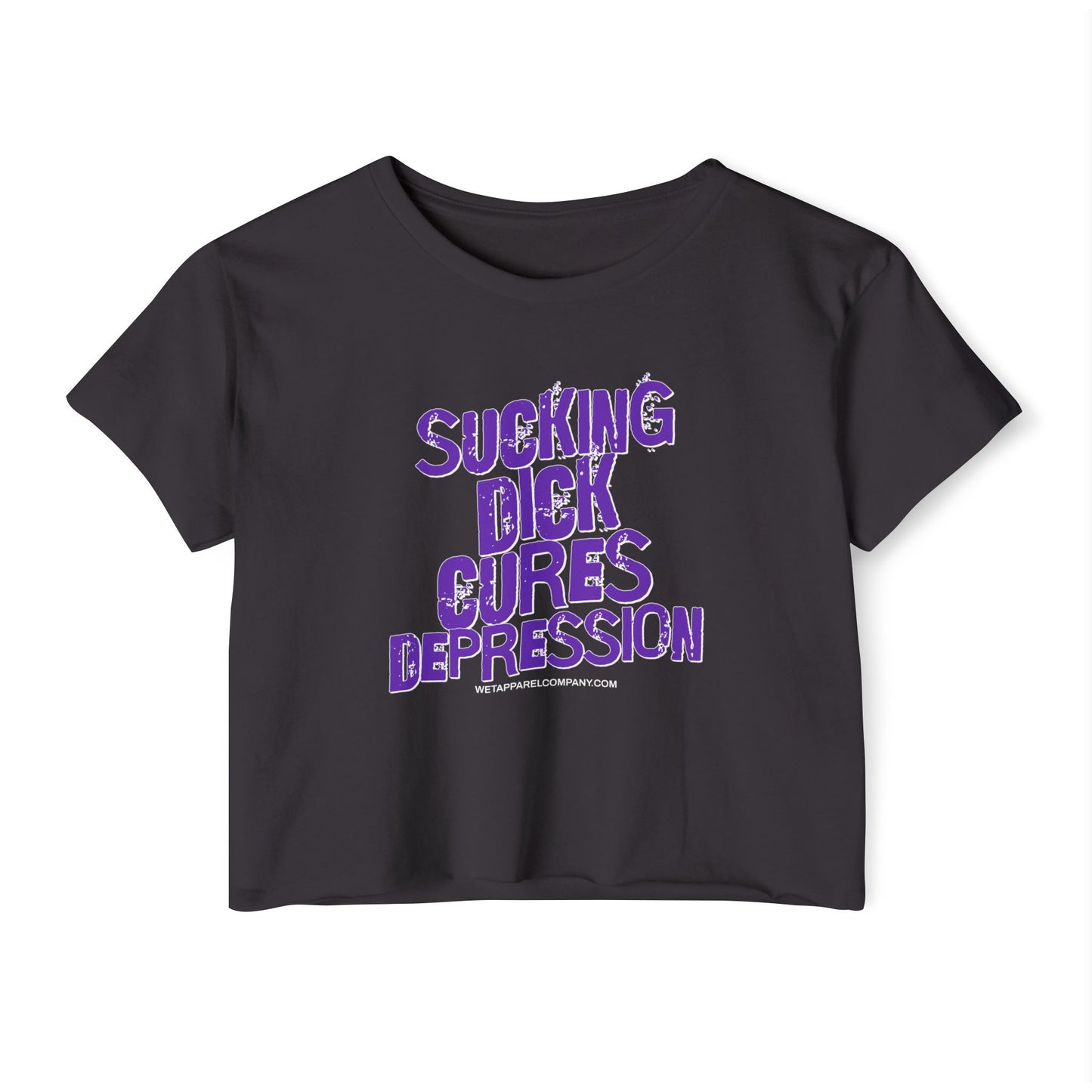 Crop Top - Funny Sucking DXXX Graphic, Novelty Women's Festival Wear
