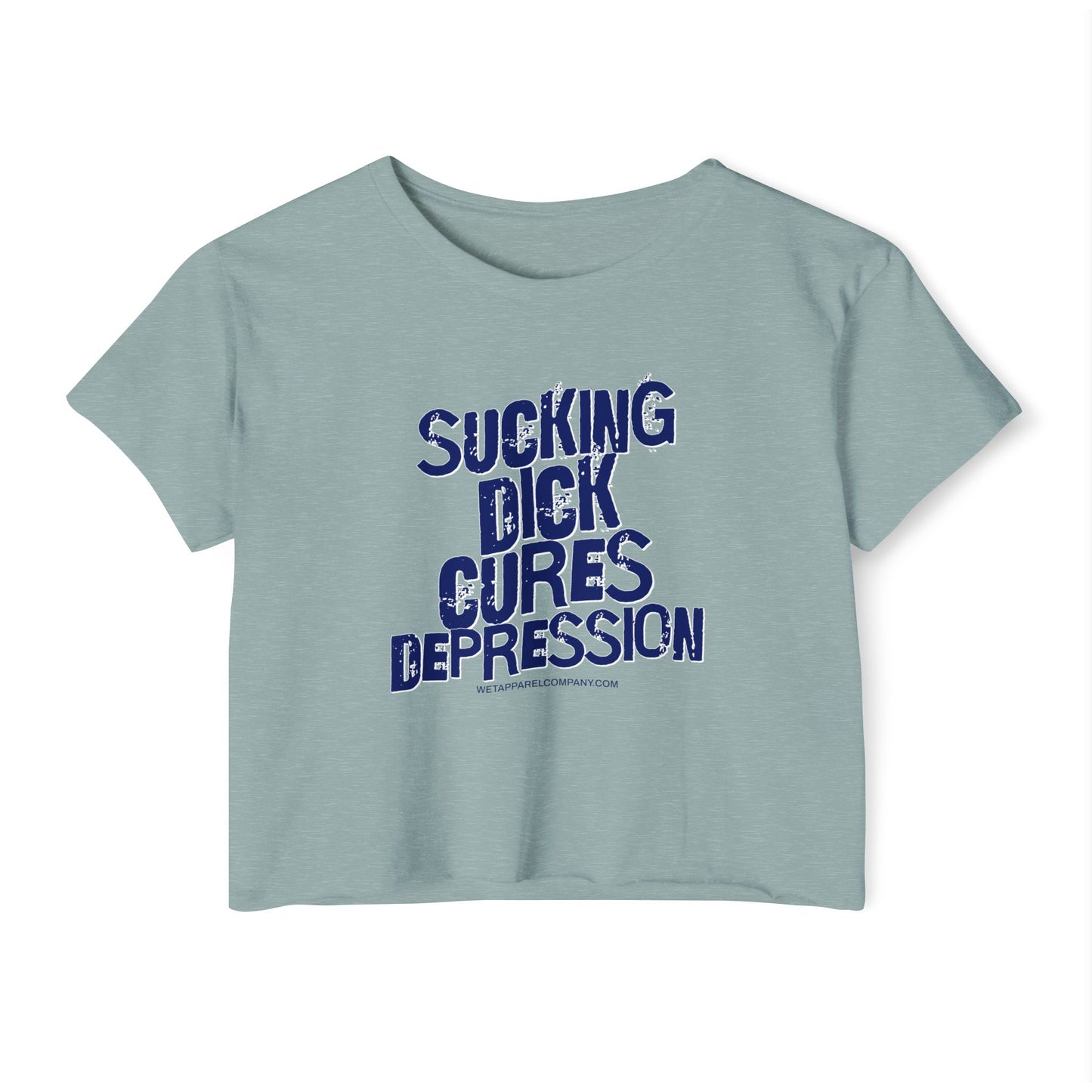 Crop Top - Funny Sucking DXXX Graphic, Novelty Women's Festival Wear