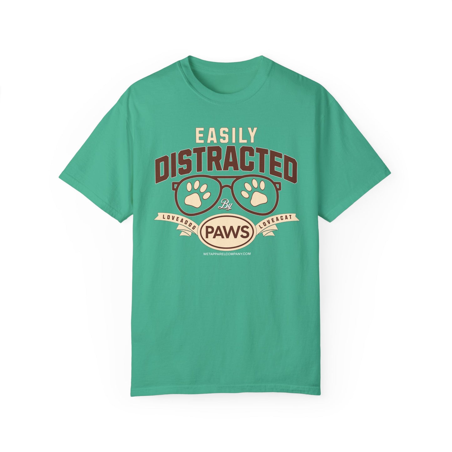 Cat & Dog Lover Garment-Dyed T-shirt - Easily Distracted Design