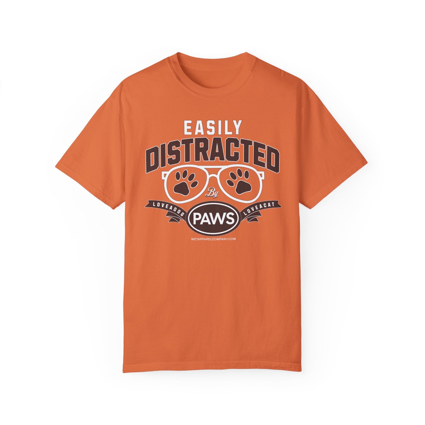 Cat & Dog Lover Garment-Dyed T-shirt - Easily Distracted Design