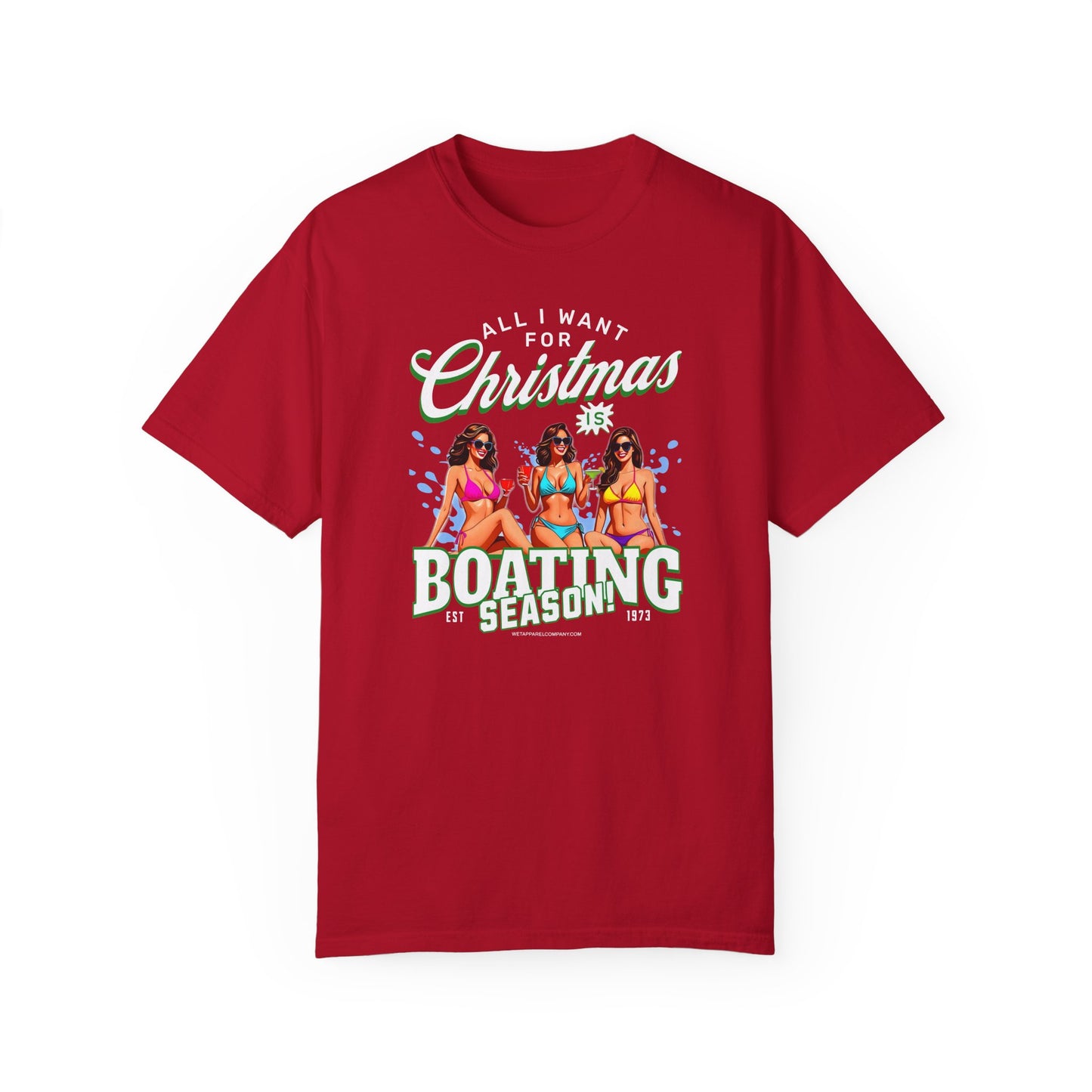 Christmas Boating Unisex Garment-Dyed T-shirt