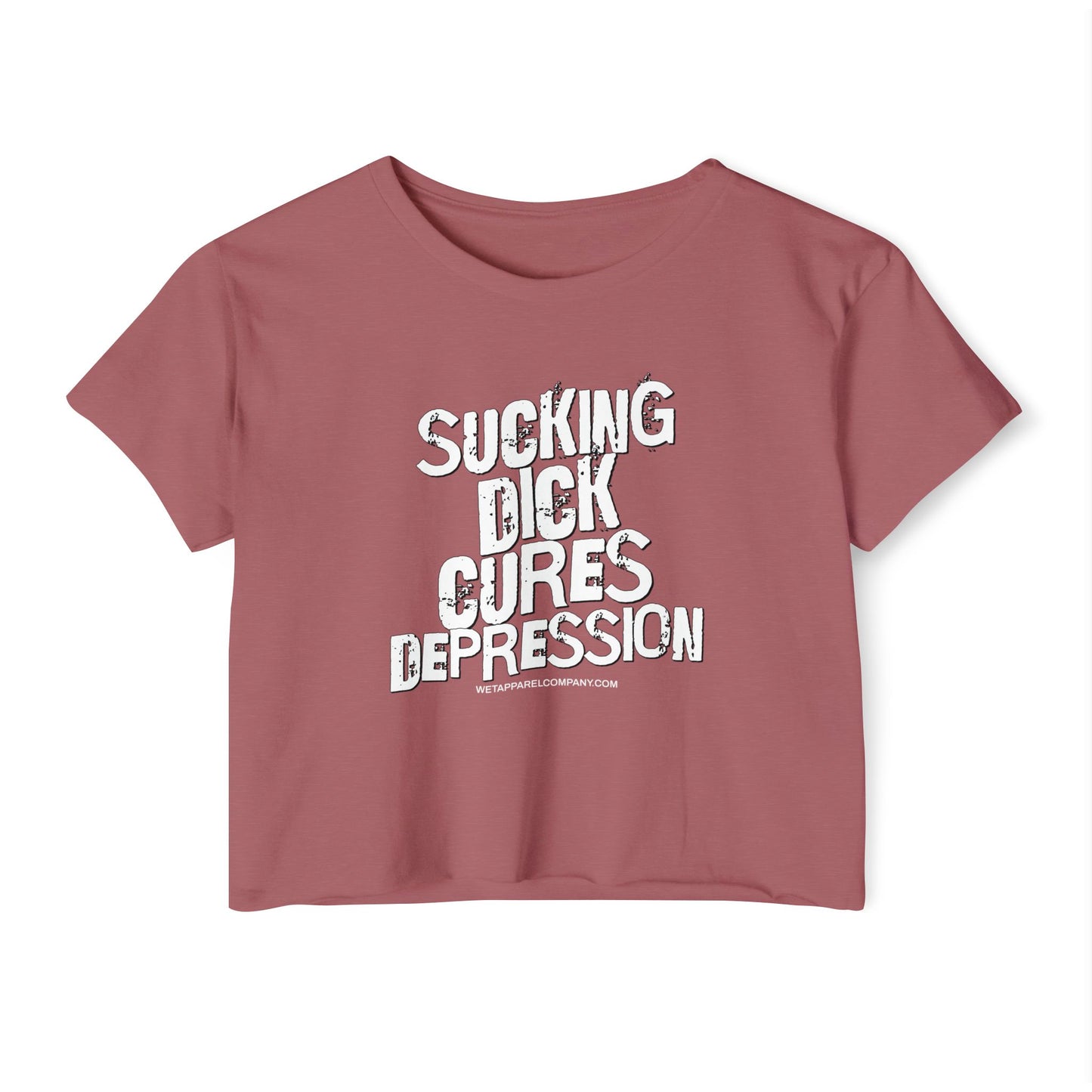 Crop Top - Funny Sucking DXXX Graphic, Novelty Women's Festival Wear