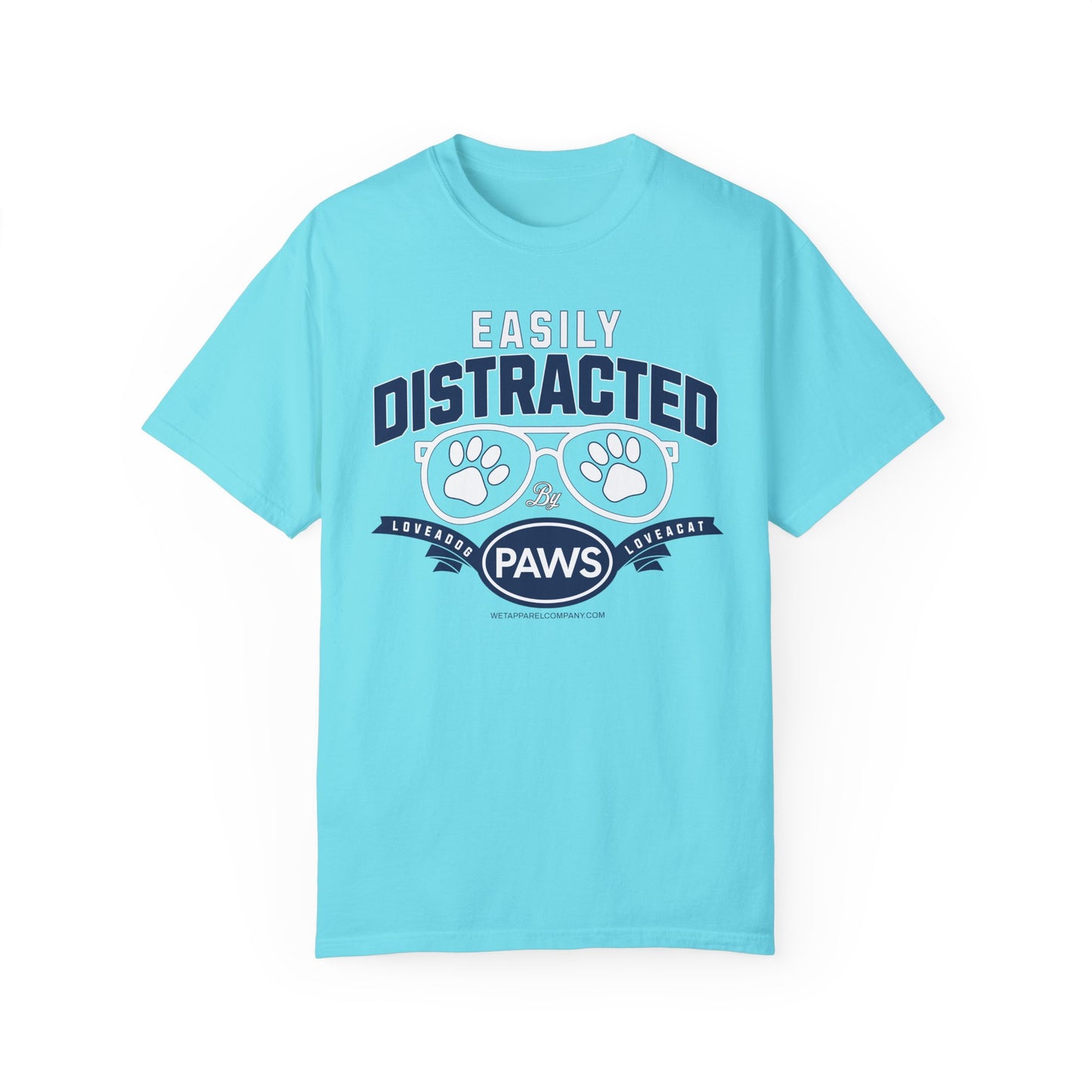 Cat & Dog Lover Garment-Dyed T-shirt - Easily Distracted Design