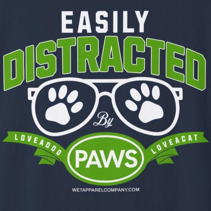 Cat & Dog Lover Garment-Dyed T-shirt - Easily Distracted Design