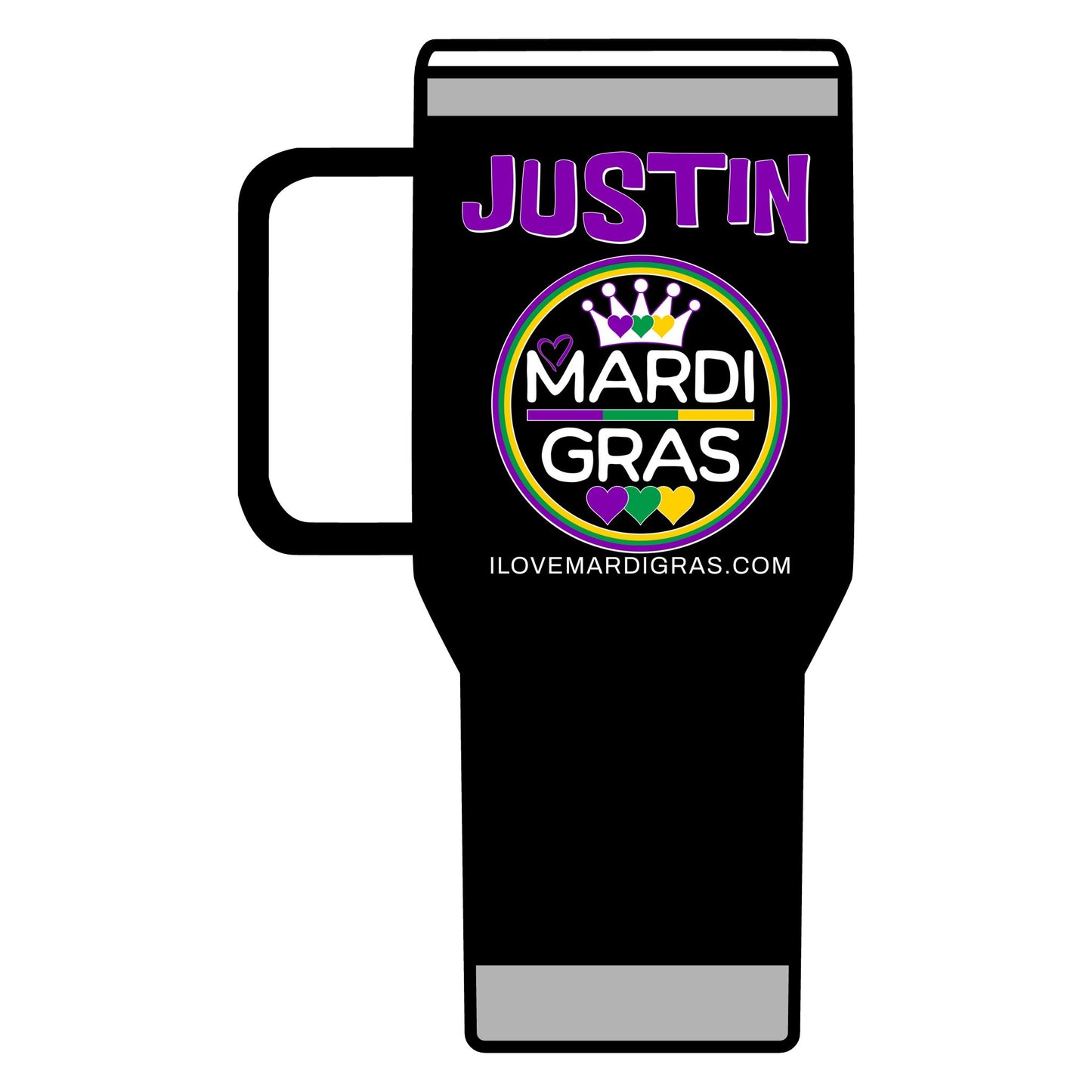 Mardi Gras Drinking Tumbler 20oz (Custom: Justin)