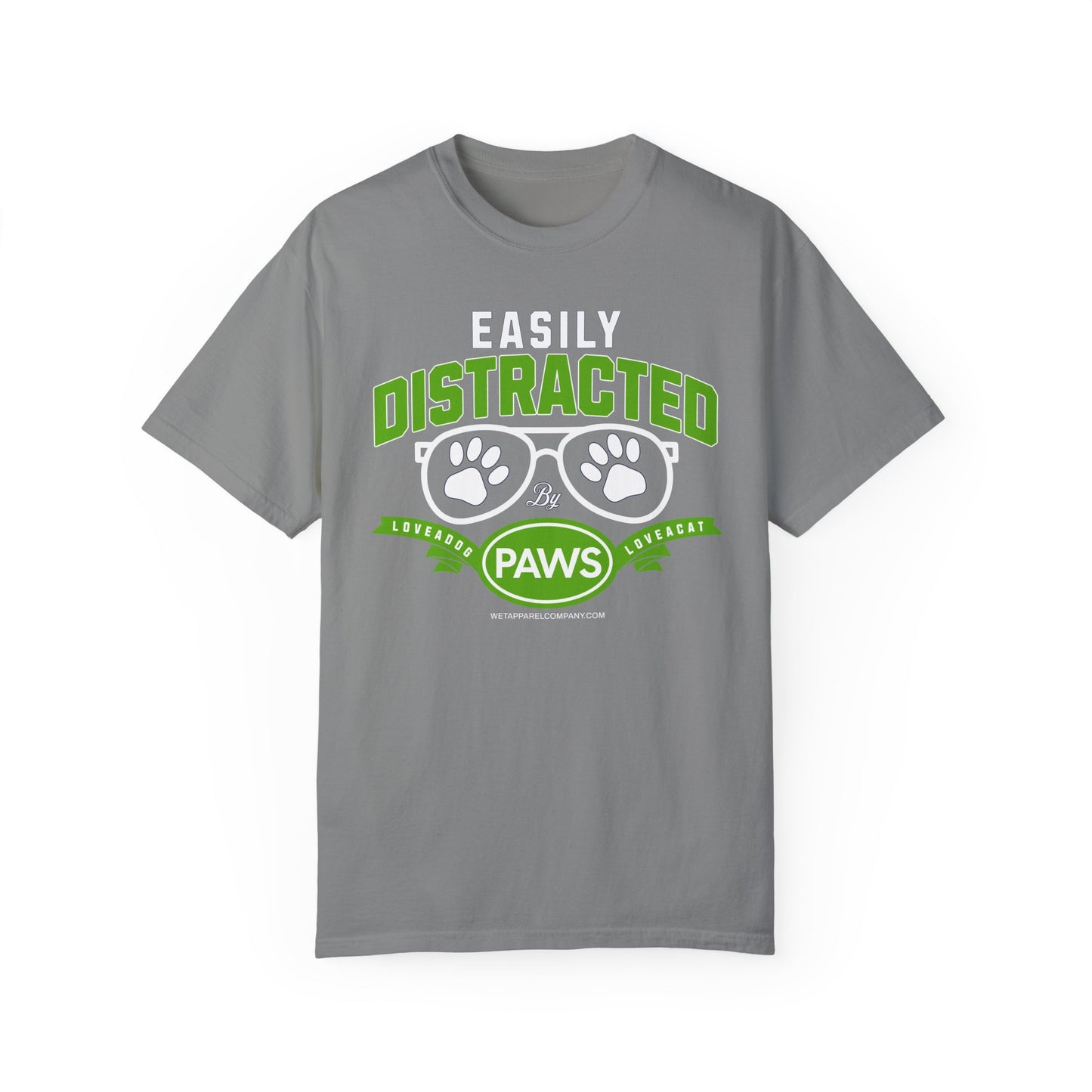 Cat & Dog Lover Garment-Dyed T-shirt - Easily Distracted Design