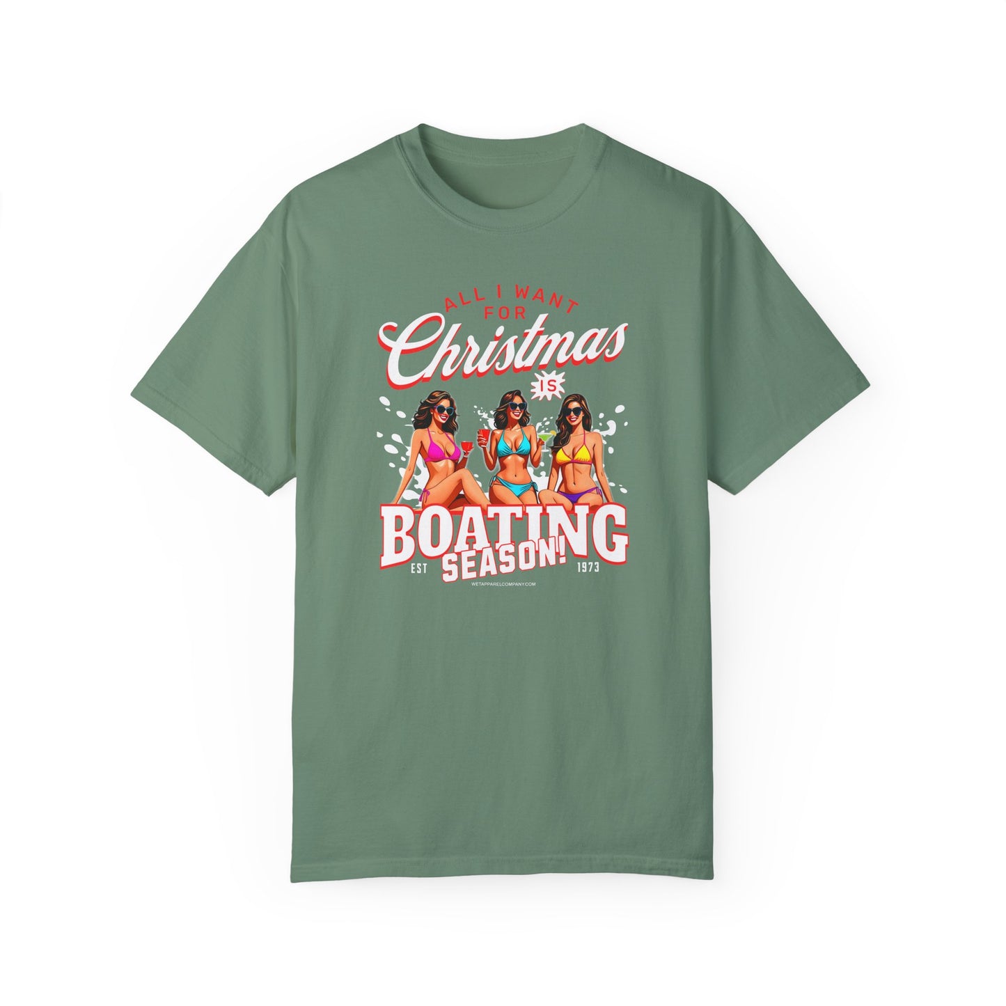 Christmas Boating Unisex Garment-Dyed T-shirt