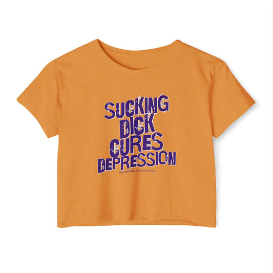 Crop Top - Funny Sucking DXXX Graphic, Novelty Women's Festival Wear