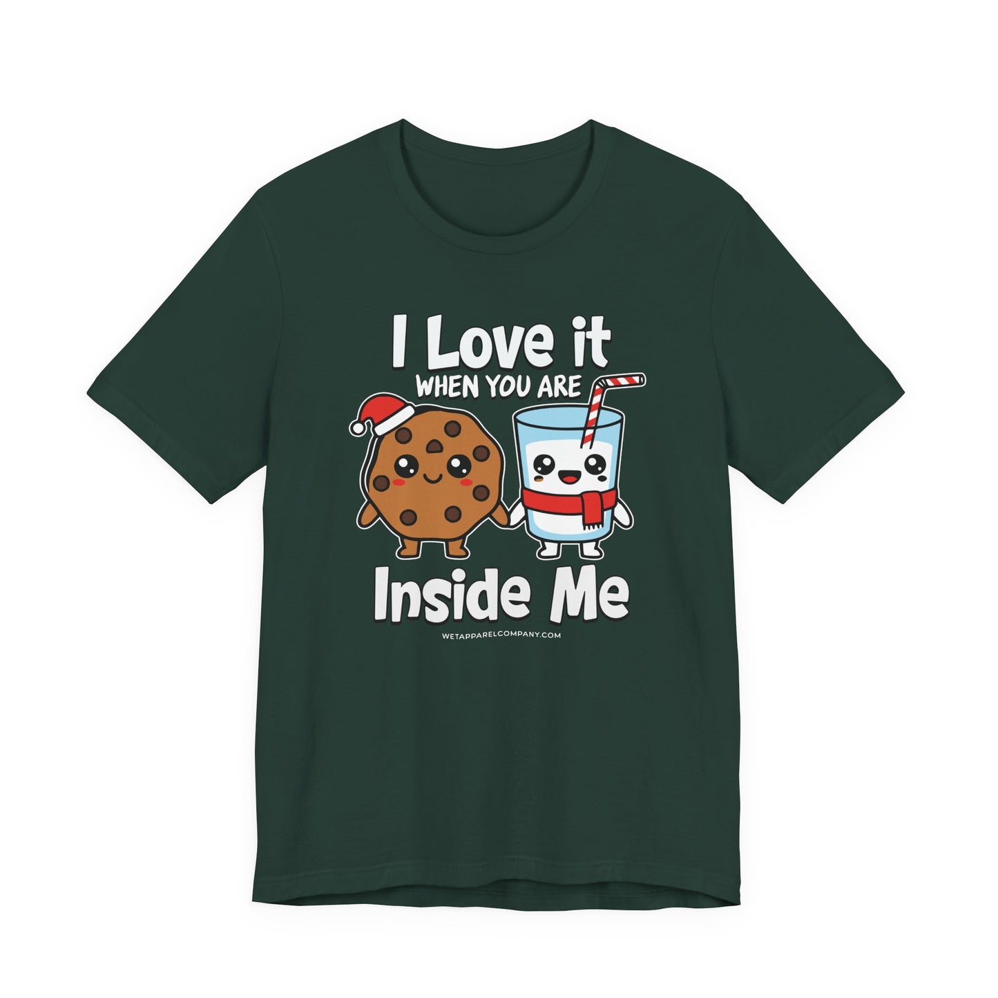 Cookie & Milk Holiday Funny Tee — "I Love It When You Are Inside Me"
