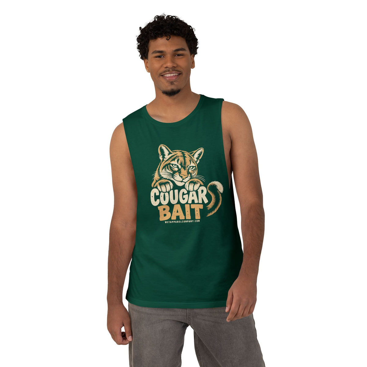 Cougar Bait Tank Top — Funny Mountain Lion Graphic Tank ("Never Killed a Mountain Lion")