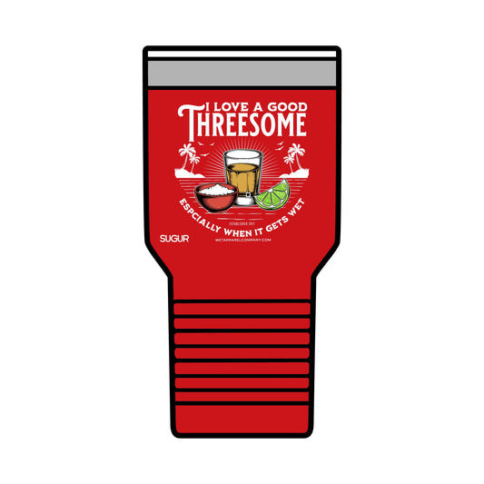 30oz Insulated Tumbler — Funny Tropical Bar Drink Designs (“I Love a Good Threesome” / “My Safe Word Is Harder”)