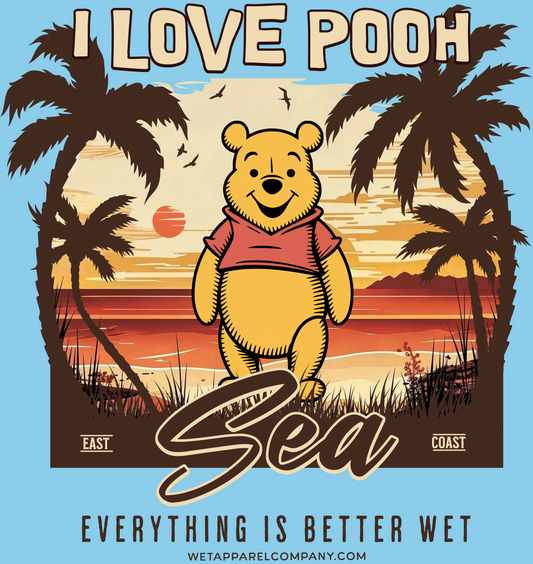 "I love Pooh+Sea" Beach Tee - 'I Love Pooh' Vintage Sunset T-Shirt