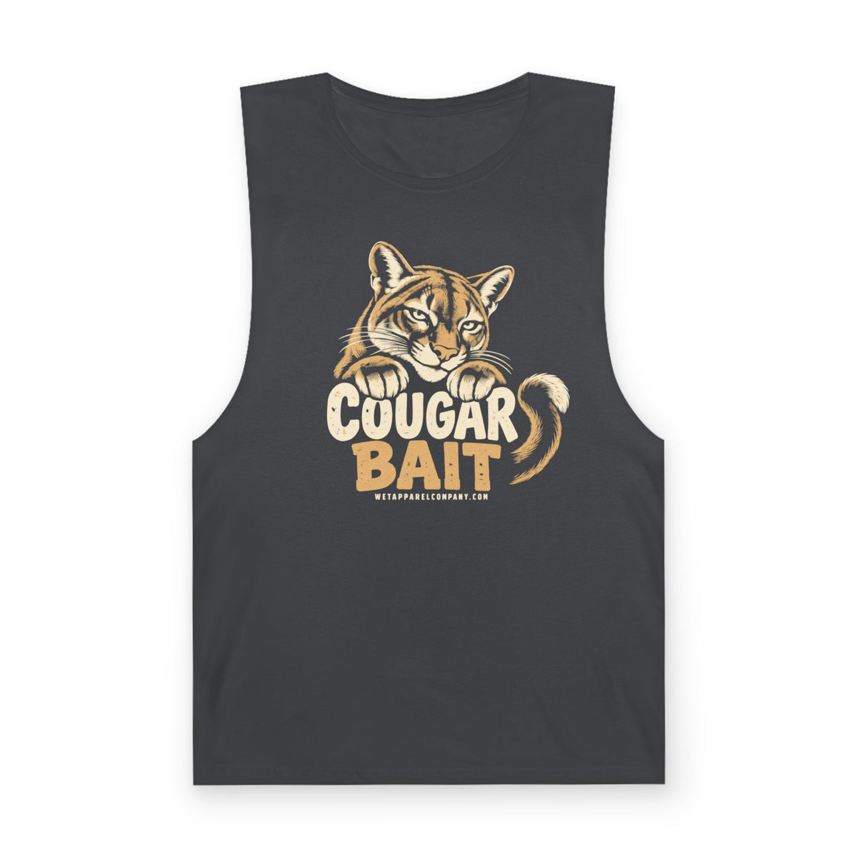 Cougar Bait Tank Top — Funny Mountain Lion Graphic Tank ("Never Killed a Mountain Lion")
